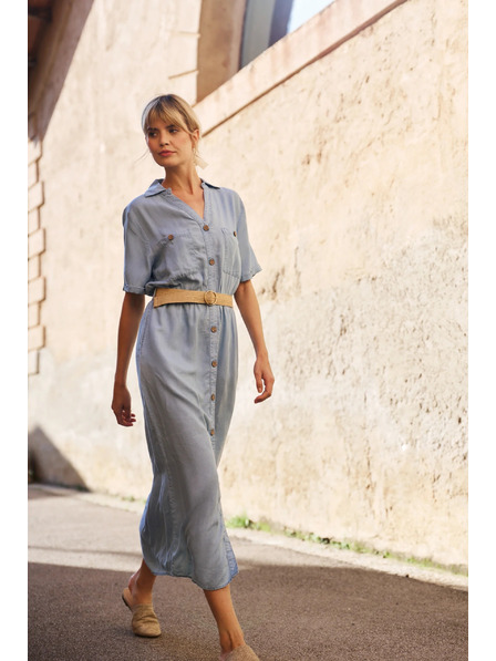 Moodo Blaues Damen-Shirt-Kleid Moodo