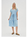Moodo Hellblaues Midi-Kleid mit Volants Moodo