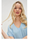 Moodo Hellblaues Midi-Kleid mit Volants Moodo