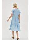 Moodo Hellblaues Midi-Kleid mit Volants Moodo