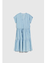 Moodo Hellblaues Midi-Kleid mit Volants Moodo