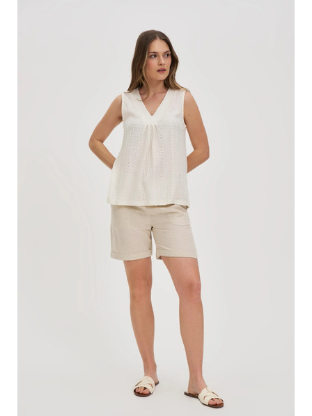 Moodo Cremeweißes Damen-Top ärmellos