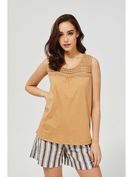Moodo Beige Bluse mit Muster ärmellos
