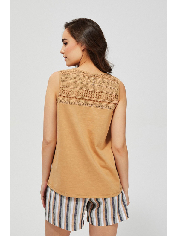 Moodo Beige Bluse mit Muster ärmellos