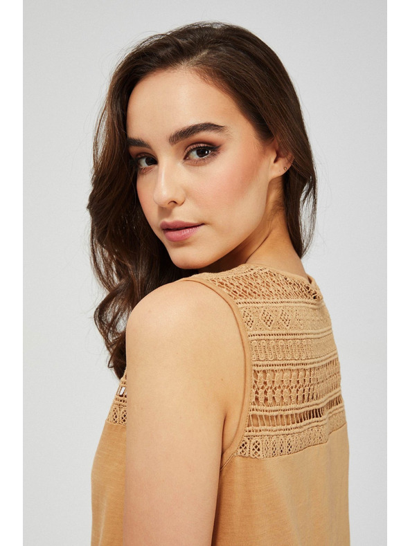 Moodo Beige Bluse mit Muster ärmellos