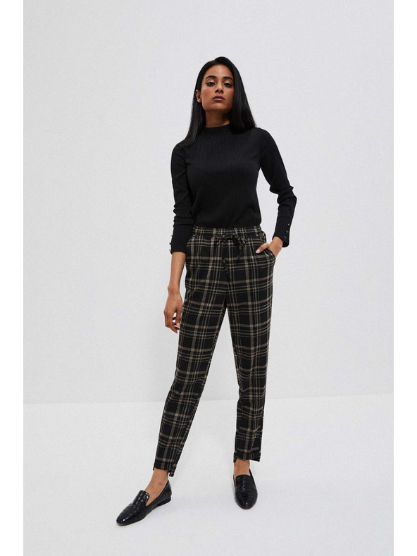 Moodo Schwarzes geripptes Langarm-T-Shirt