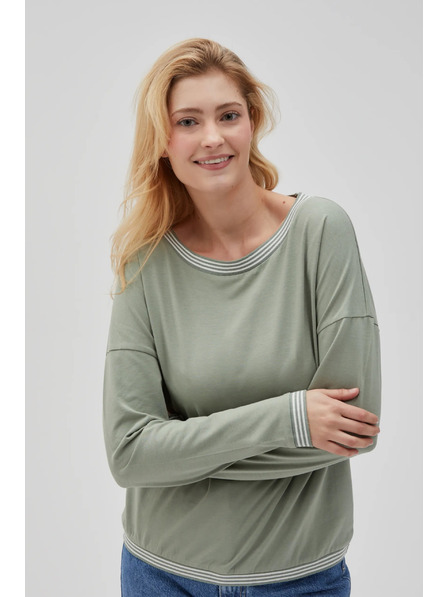 Moodo Olivgrünes Damen-Langarm-T-Shirt Moodo