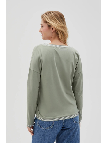 Moodo Olivgrünes Damen-Langarm-T-Shirt Moodo