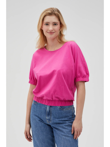 Moodo Fuchsiafarbenes Damen-T-Shirt aus Baumwolle Moodo
