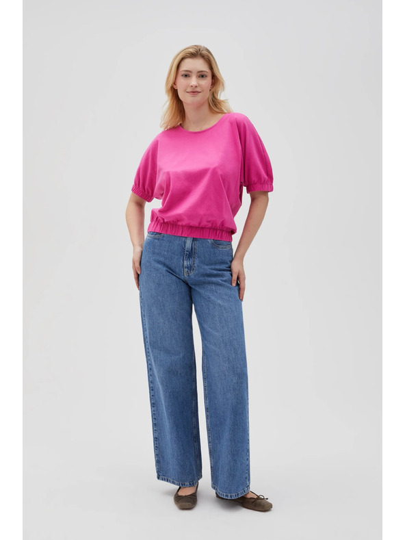 Moodo Fuchsiafarbenes Damen-T-Shirt aus Baumwolle Moodo