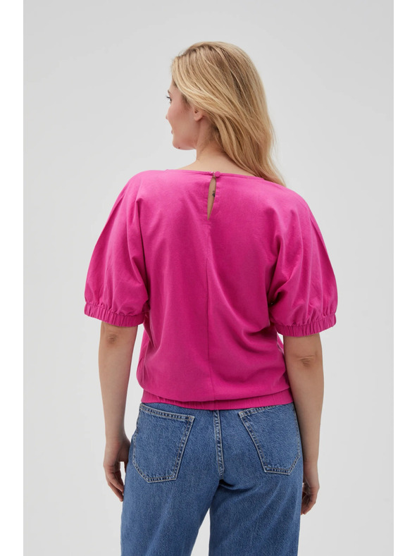 Moodo Fuchsiafarbenes Damen-T-Shirt aus Baumwolle Moodo