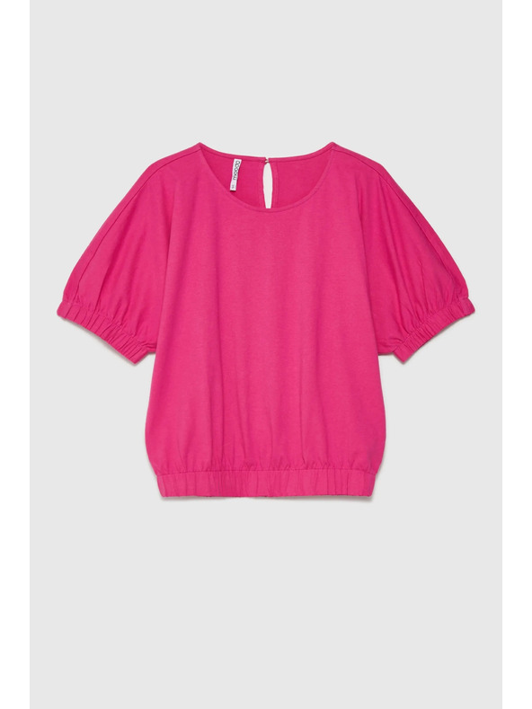 Moodo Fuchsiafarbenes Damen-T-Shirt aus Baumwolle Moodo