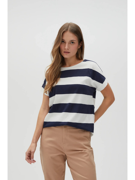 Moodo Blau-weiß gestreiftes Damen-T-Shirt Moodo