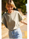 Moodo Khaki Damen-Loose-Fit T-Shirt Moodo