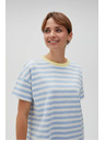 Moodo Blau-weiß gestreiftes T-Shirt mit gelbem Kragen