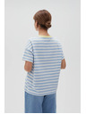 Moodo Blau-weiß gestreiftes T-Shirt mit gelbem Kragen