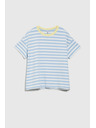 Moodo Blau-weiß gestreiftes T-Shirt mit gelbem Kragen