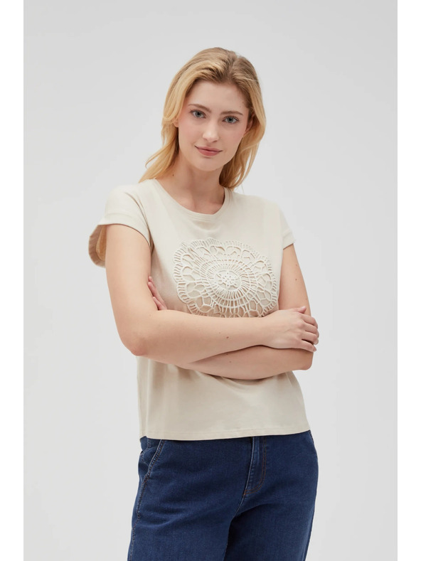 Moodo Hellbeiges Damen-T-Shirt Moodo