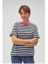 Moodo Blau-weiß gestreiftes T-Shirt mit rosa Kragen