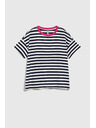 Moodo Blau-weiß gestreiftes T-Shirt mit rosa Kragen