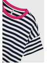 Moodo Blau-weiß gestreiftes T-Shirt mit rosa Kragen