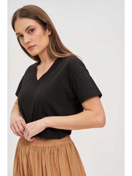 Moodo Schwarzes Damen-T-Shirt Moodo