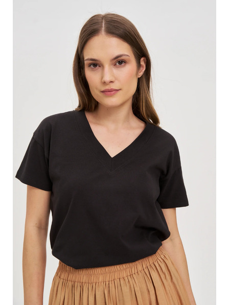 Moodo Schwarzes Damen-T-Shirt Moodo