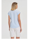 Moodo Hellblaues Baumwoll-Top mit Tasche