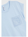 Moodo Hellblaues Baumwoll-Top mit Tasche