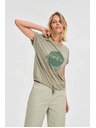 Moodo Olivgrünes Damen-T-Shirt Moodo