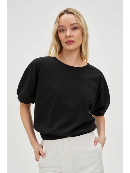 Moodo Schwarzes Damen-T-Shirt aus Baumwolle Moodo