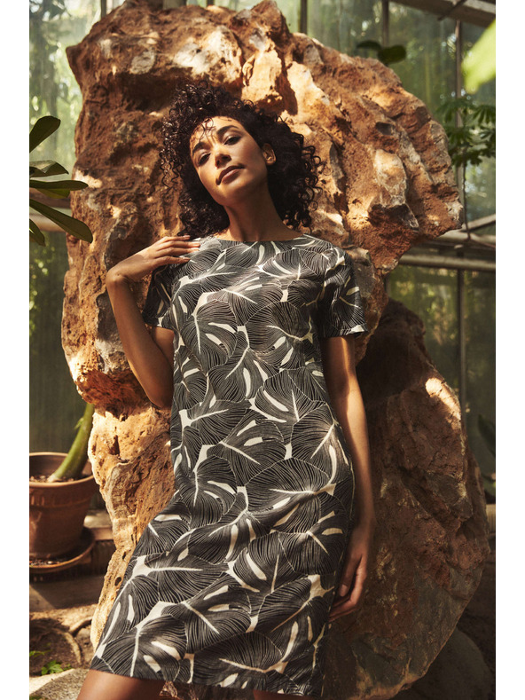 Moodo Leinenkleid mit Aufdruck