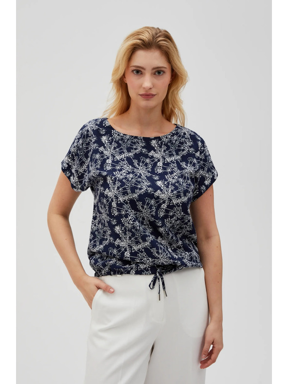 Moodo Dunkelblau Damenbluse mit Bindung