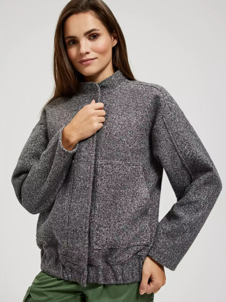 Moodo Grau melierter Bomberjacke