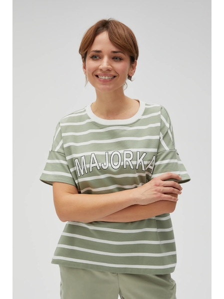 Moodo Olivgrün gestreiftes T-Shirt