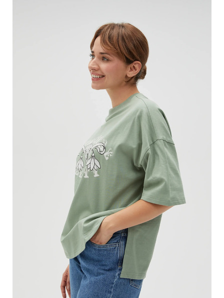 Moodo Olivgrünes Damen-T-Shirt