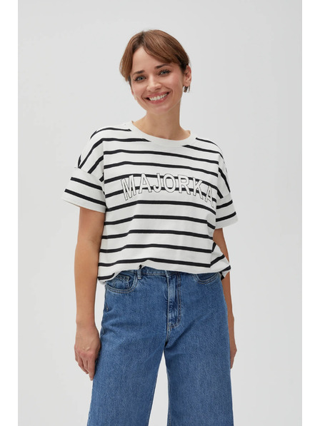 Moodo Weißes gestreiftes Damen-T-Shirt
