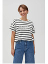 Moodo Weißes gestreiftes Damen-T-Shirt