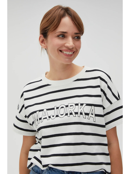 Moodo Weißes gestreiftes Damen-T-Shirt