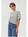 Moodo Weißes gestreiftes Damen-T-Shirt