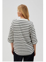 Moodo Weiß-schwarzes gestreiftes lockeres T-Shirt