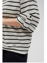 Moodo Weiß-schwarzes gestreiftes lockeres T-Shirt