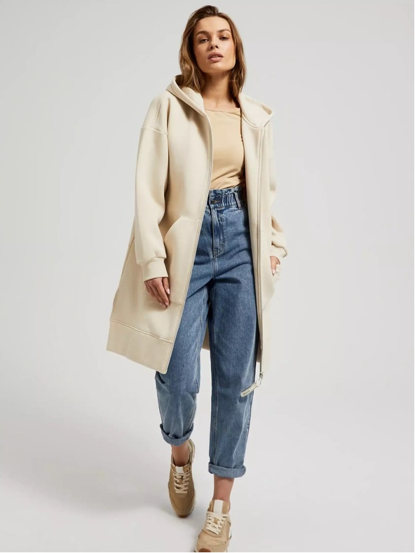 Moodo Beige lange Jacke