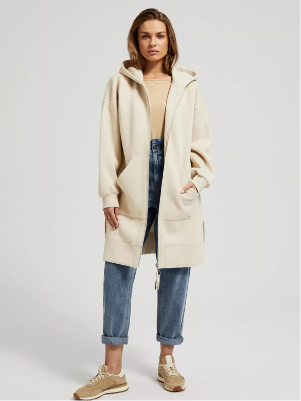 Moodo Beige lange Jacke
