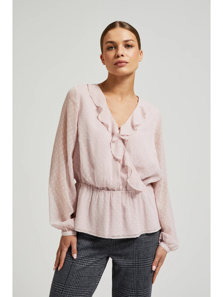Moodo Rosa Damenbluse mit Rüschen