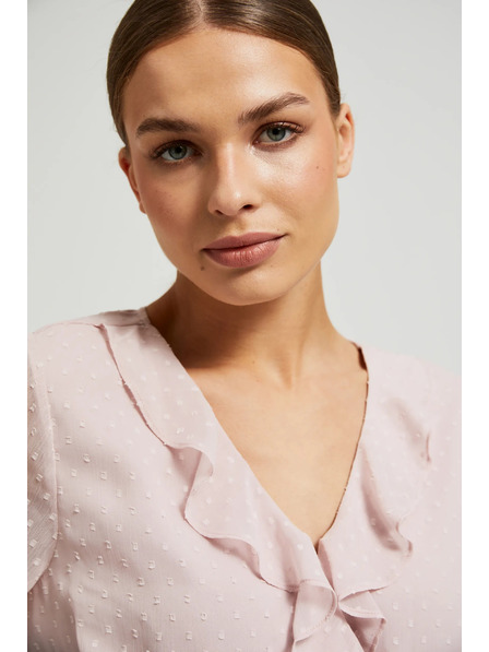 Moodo Rosa Damenbluse mit Rüschen