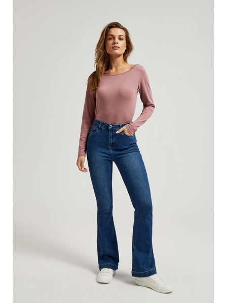 Moodo Dusty Rosa Damen-T-Shirt mit langen Ärmeln