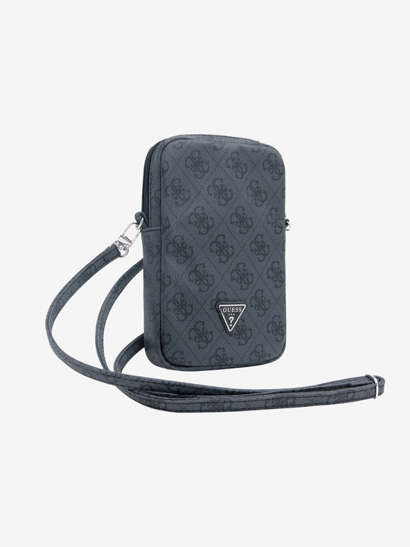 Guess Guess PU 4G Triangle Logo Handytasche mit Reißverschluss Schwarz