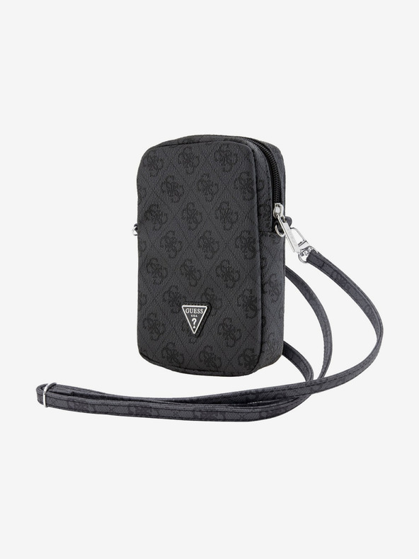 Guess Guess PU 4G Triangle Logo Handytasche mit Reißverschluss Schwarz