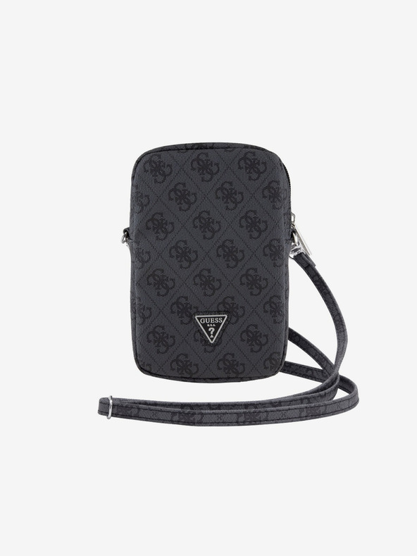 Guess Guess PU 4G Triangle Logo Handytasche mit Reißverschluss Schwarz